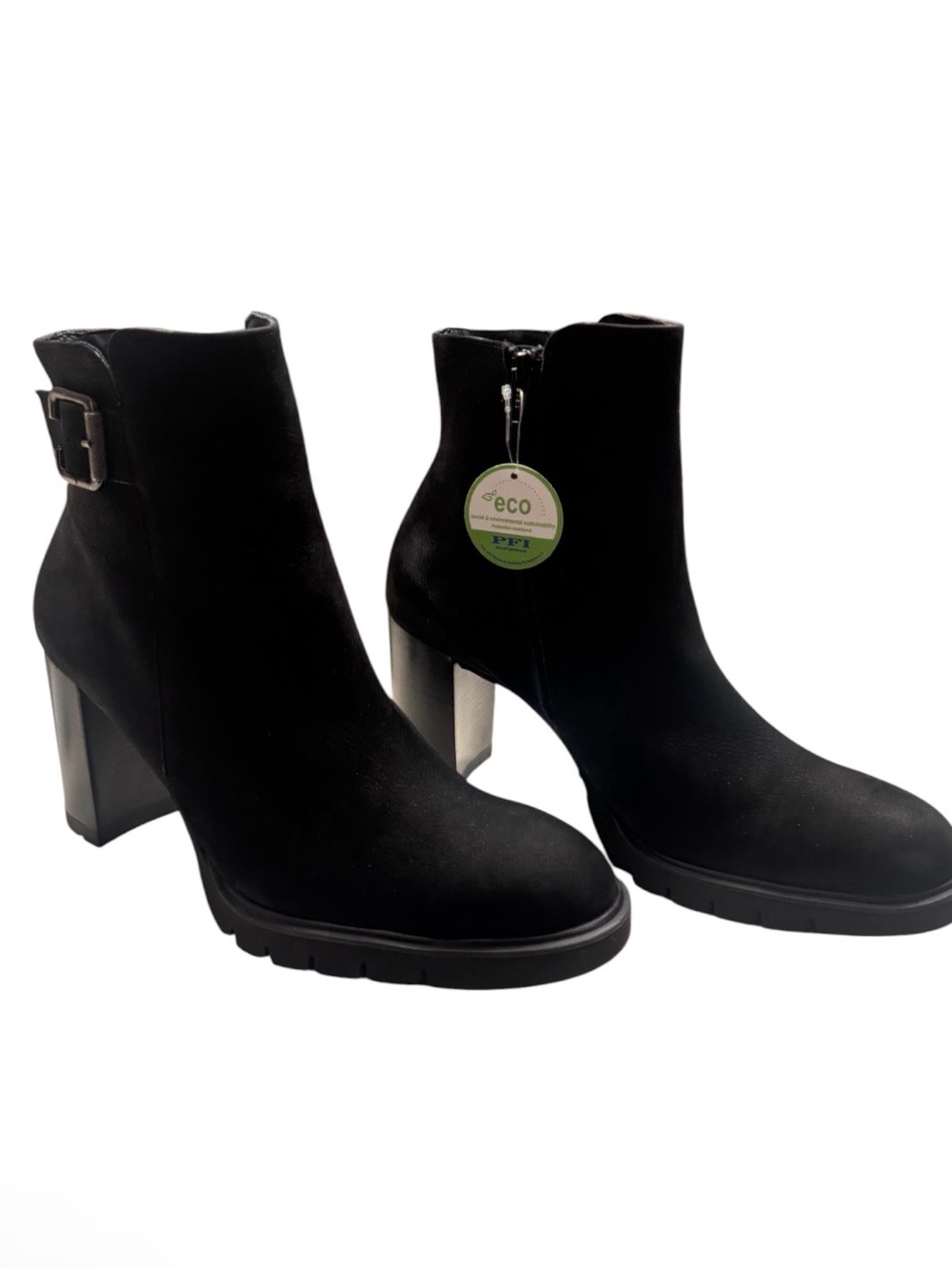 Paul Green Selma Lug Sole Booties in black nubuck. Size 9 new